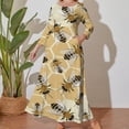 thumbnail image 1 of Large Size Honey Bee Bee Honeycomb Pattern Long Sleeved Dress Women Dress for Parties Elegant Chic Evening Dresses, 1 of 7