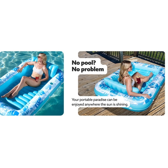 Large Size Inflatable Tanning Lounge Chair, Floating Water Bed for Adults, Sunbathing Relaxation Float for Pool Bathtub