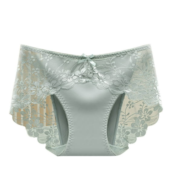 Large Size Lace Underwear for Women Mid-Waist High Stretch Underpants Ribbon Bow Panties Cinched Waist Butt Lifting Shapewear Solid color Briefs