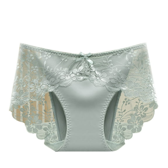 Large Size Lace Underwear for Women Mid-Waist High Stretch Underpants Ribbon Bow Panties Cinched Waist Butt Lifting Shapewear Solid color Briefs