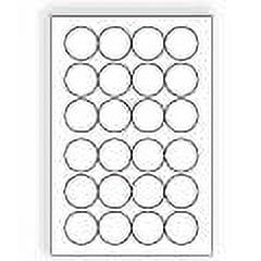 Large Size Laser Label Sheets, 12" x 18", White Semi-Gloss 2-1/2" Diameter Circle Labels, 24-Up Per Sheet, 50 lb, Permanent Adhesive - Box of 500 Sheets / 12,000 Labels