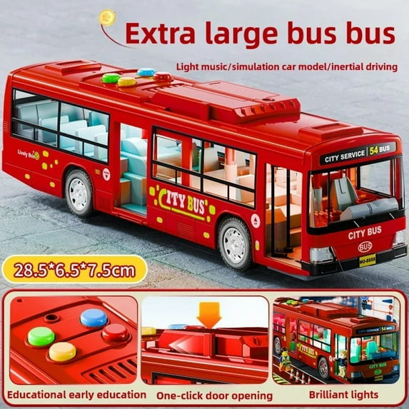 Large Size Light Music Inertia Bus Model Pull Back Cars Simulation Bus ...