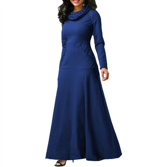 Large Size Long-Sleeved Turtleneck Autumn And Winter Cross-Border Long Bottoming Dress