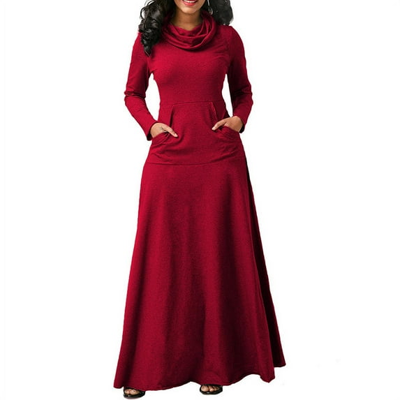 Large Size Long-Sleeved Turtleneck Autumn And Winter Cross-Border Long Bottoming Dress