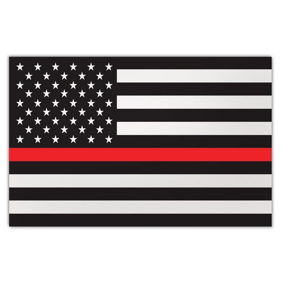 Large Size Magnet - Thin Red Line United States Flag - Support Fire Fighters, Fire Department, Rescue - 8.5" x 5.5"