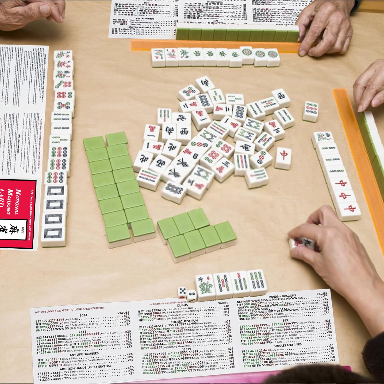 Large Size Mahjong Cards 2025 National Standard Mahjong Cards with Official Rules and Hands