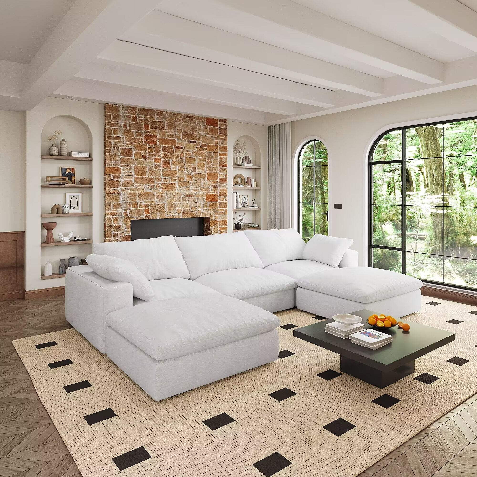 Large Size Modular Cloud Sofa 5 Seats Down Sofa Bed Apartment Living ...