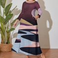 thumbnail image 1 of Large Size Moonlit Mountain Reflections Long Sleeved Dress Women Dress for Parties Elegant Chic Evening Dresses, 1 of 7