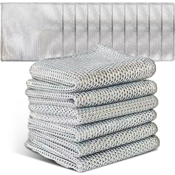 Large Size Non Scratch Steel Wire Dishwashing Rags and Steel Scrubber,Substitute for Steel Wool Scrubbers,Kitchen Cleaning Cloths, Multifunctional Wire Dishcloth for Pots,Pans,Dishs,Flatwarel