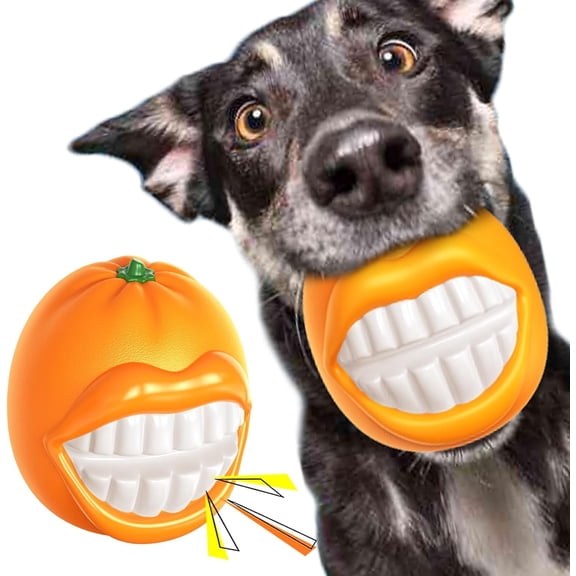 Large Size Orange Squeaky   for Medium/Large Dogs Breed Aggressive Chewers Durable Bouncy Squeak Ball