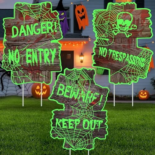 Large Size Outdoor Halloween Yard Signs Creepy Assorted Warning Sign ...