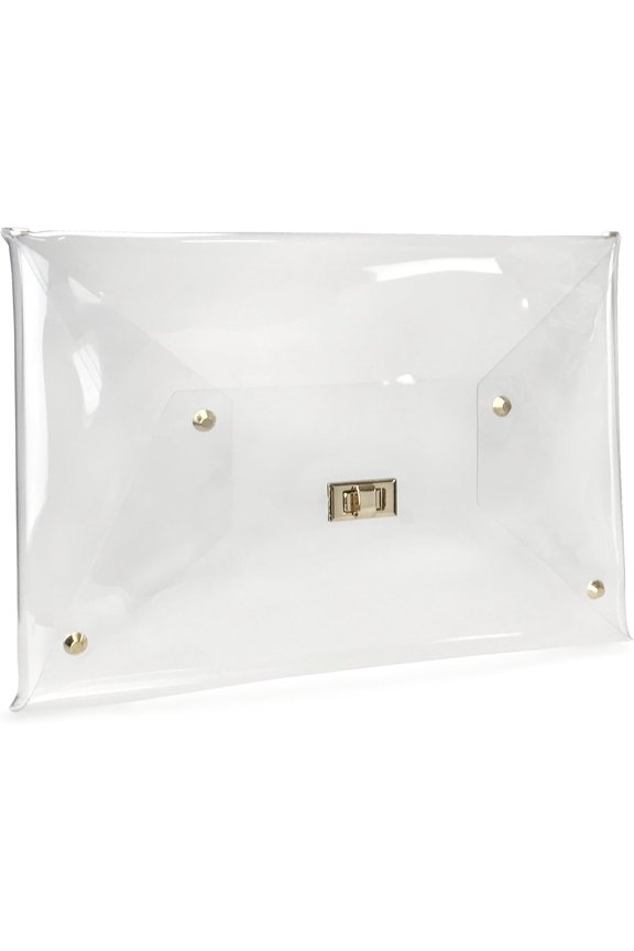 Large Size PVC Clear Envelope Clutch Chain Crossbody Bag Women's Purse