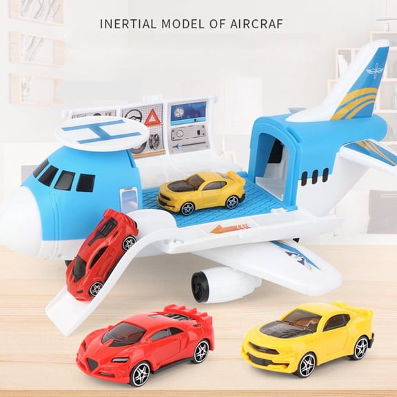 Large Size Passenger Plane Toy With 2 Inertia Cars For Kids Diy Assembly Play