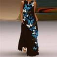 thumbnail image 1 of Black Dress Sleeveless Elegant Black Dress Casual Plus Size Long Dresses Summer Beach Woman Rose Print Maxi Dress, 1 of 5