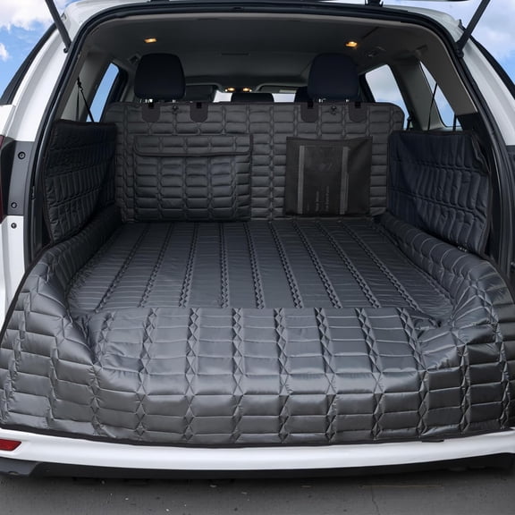 Large Size SUV Dog Cargo Liner, Waterproof Pet Trunk Cover with Bumper Flap Protector, Non‑Slip Scratchproof Dog Seat Mat, Universal Fit Black