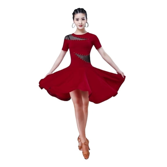 Large Size Sexy Latin Dance Performance Purple Dress Women Spring Summer Ballroom Dress Tango Clothes Dancing Clothes Skirt