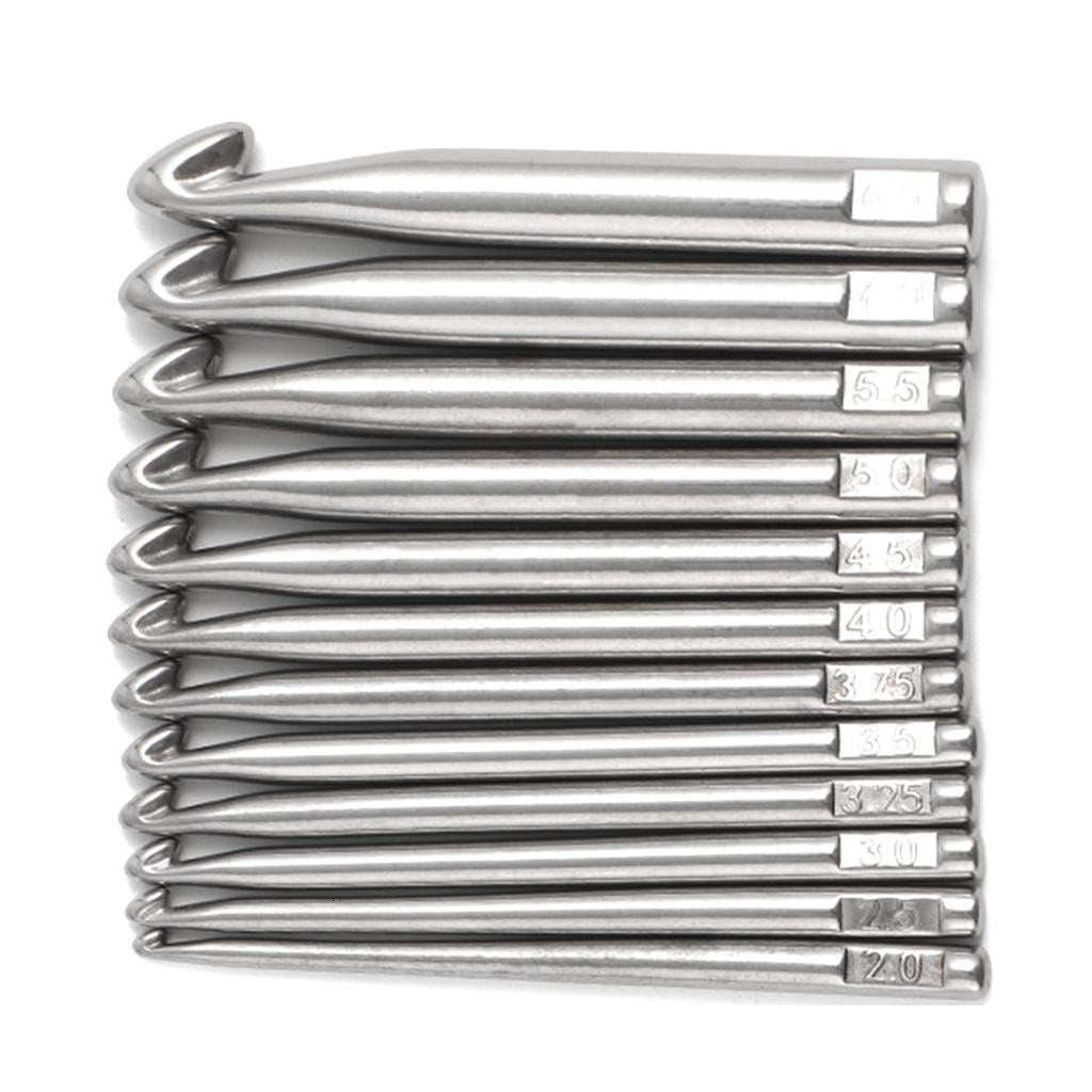 Large Size Stainless Steel Crochet Hook Set Ergonomic Handle Knitting Needle Craft Weave Sewing Yarn Needle Crochet Hook