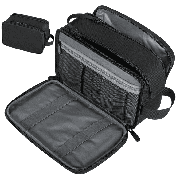 Large Travel Toiletry Bag for Men and Women, Water Resistant Shaving Bag for Toiletries Accessories, Hanging Storage Bag Dopp Kit Travel Bag for Cosmetics Toiletries Brushes Tools, Black