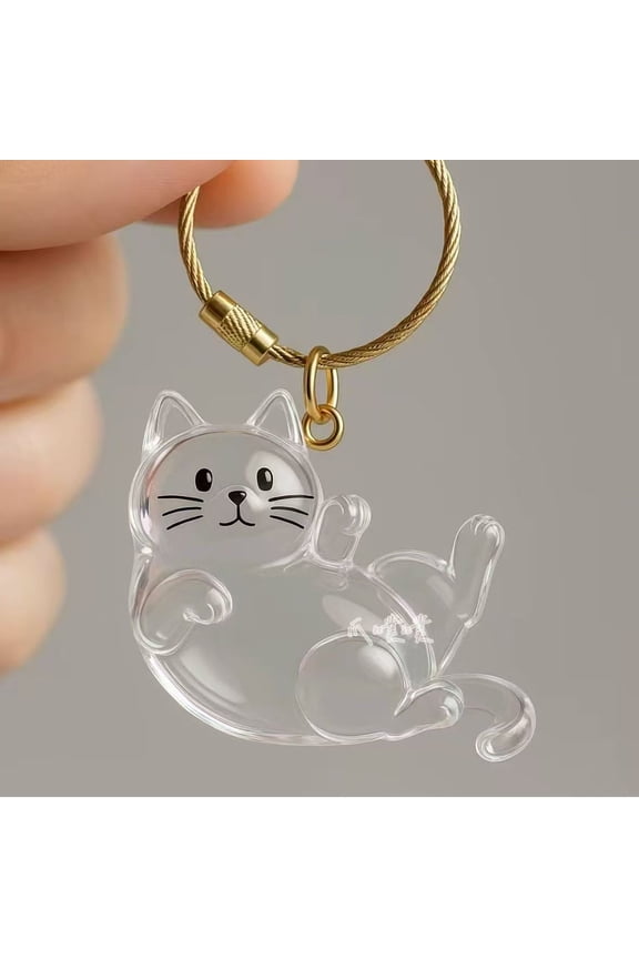 Large Size Transparent Cat Hair Keychain Pet Fur Memorial Pendant Memory Charm for Cat Dog Lovers Personalized Keepsake Gift