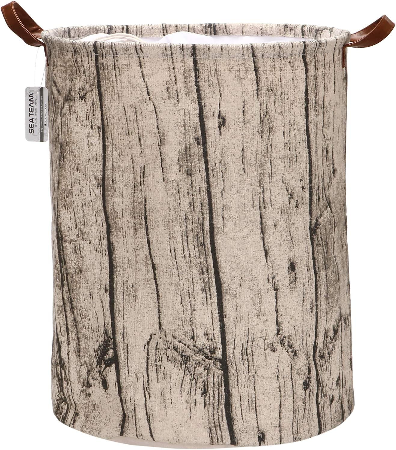 Large Size Tree Stump Design Canvas Fabric Laundry Hamper Collapsible