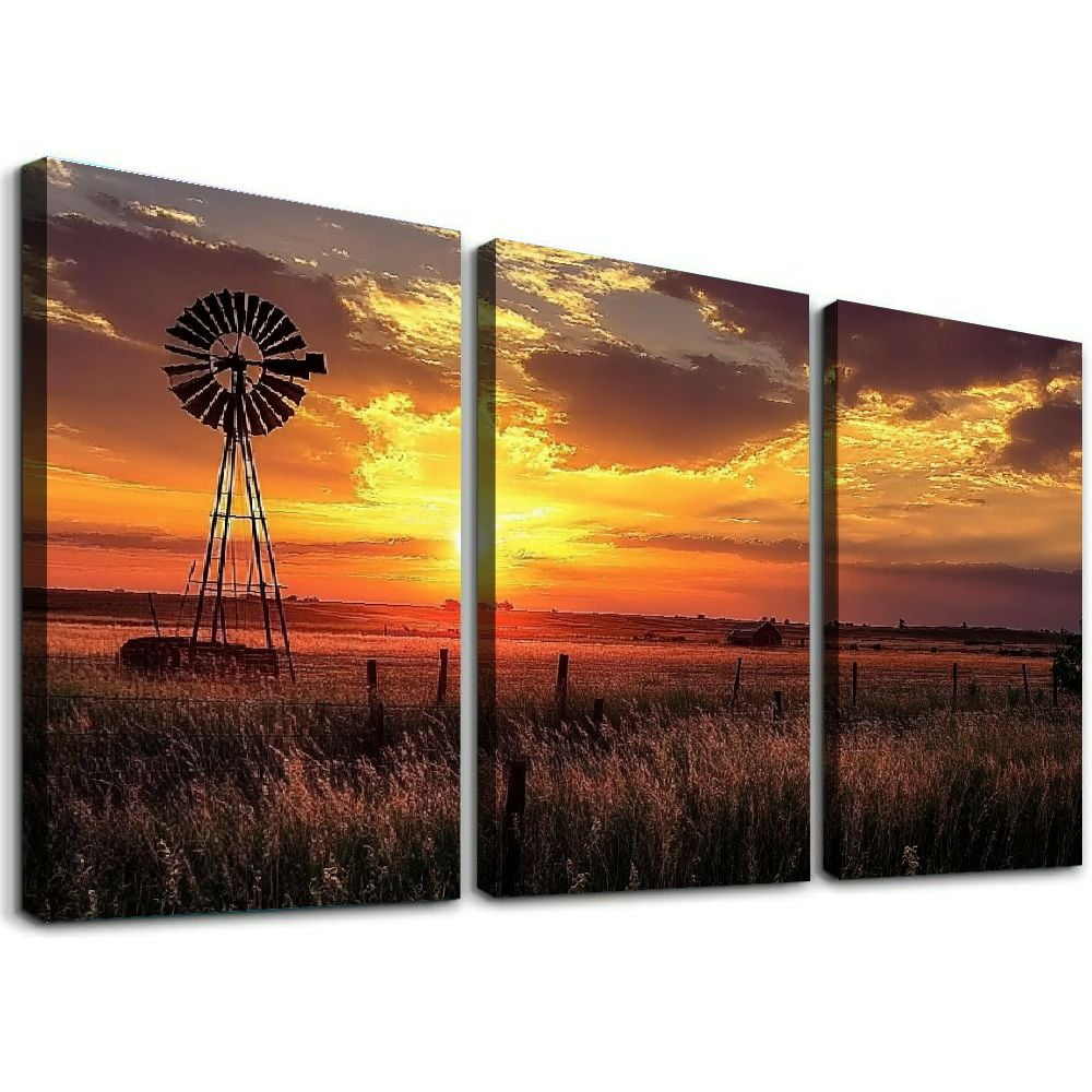 Large Size Wall Art Rural Landscape Pictures Decor Farmhouse