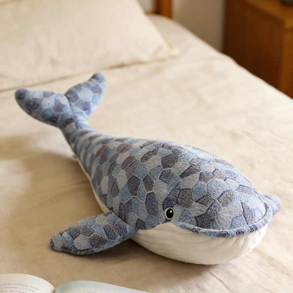 Large Size Whale Plush Pillow, Soft Huggable Ocean Animal Stuffed Toy With Plush Fabric For Kids & S, Suited For Bedroom Decor, Napping, And Playtime