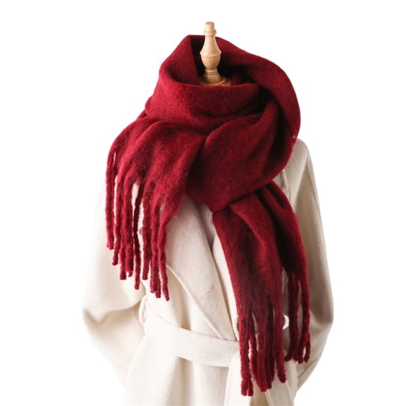 Large Size Winter Scarf Classical Color Long Muffler Feature Luxurious Fringe Detailing And Multipurpose Use