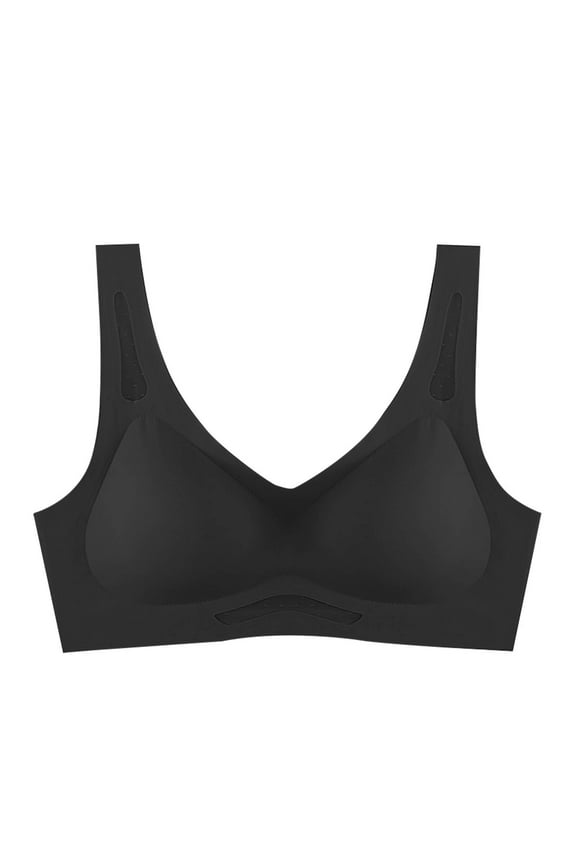 Large Size Wireless Bra Hollow Out Soft Support Daily Wear for Women, Comfortable and Casual Lace Bra, Removable Cups, Four Seasons #Black,XXXL