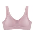 thumbnail image 1 of Large Size Wireless Bra Hollow Out Soft Support Daily Wear for Women, Comfortable and Casual Lace Bra, Removable Cups, Four Seasons #Pink,XL, 1 of 4
