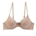 thumbnail image 1 of Large Size Women's Front Opening Solid Color Bra No Rims Fixed Cup Comfortable Daily Use Fashionable Lingerie #Beige,34, 1 of 2