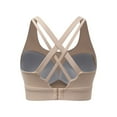 thumbnail image 1 of Large Size Women's Sports Bra Adjustable Crossback with Removable Padding for Yoga and Fitness, No Rims, Comfortable and Elastic #Beige,M, 1 of 1