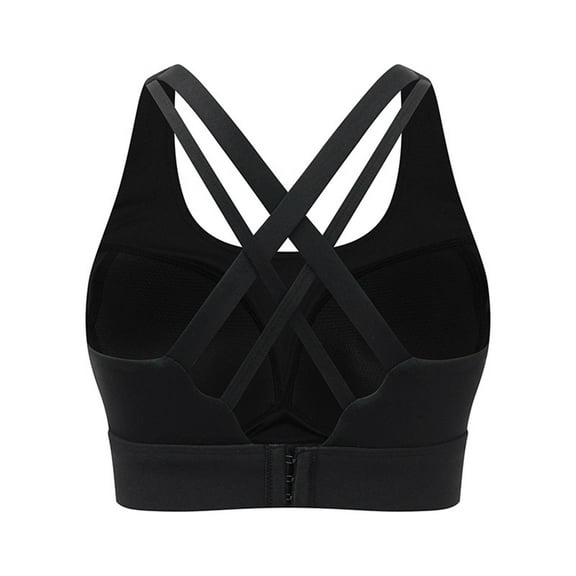 Large Size Women's Sports Bra Adjustable Crossback with Removable Padding for Yoga and Fitness, No Rims, Comfortable and Elastic #Black,S
