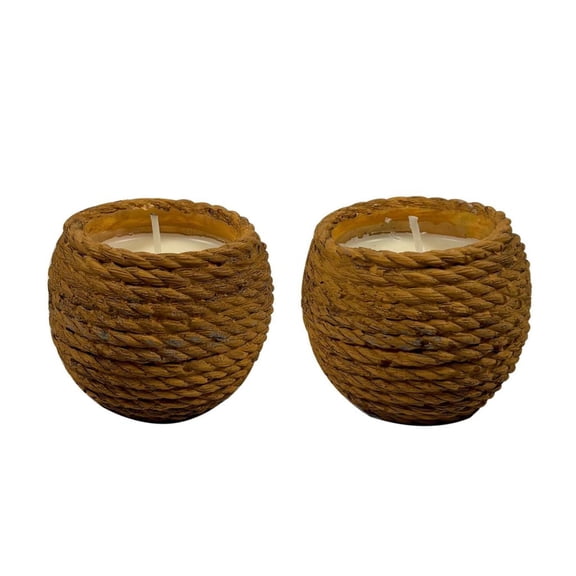Aria Home Large Sized Basket Container Candles, Set of 2