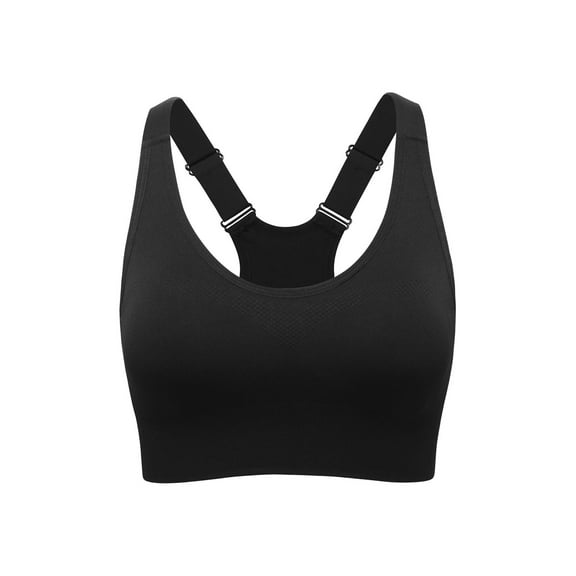 Large-Sized I-Shaped Back Sports Bra, Adjustable Shoulder Strap, Shock-Absorbing Fitness Yoga Sports Bra for Women, Black Xxl