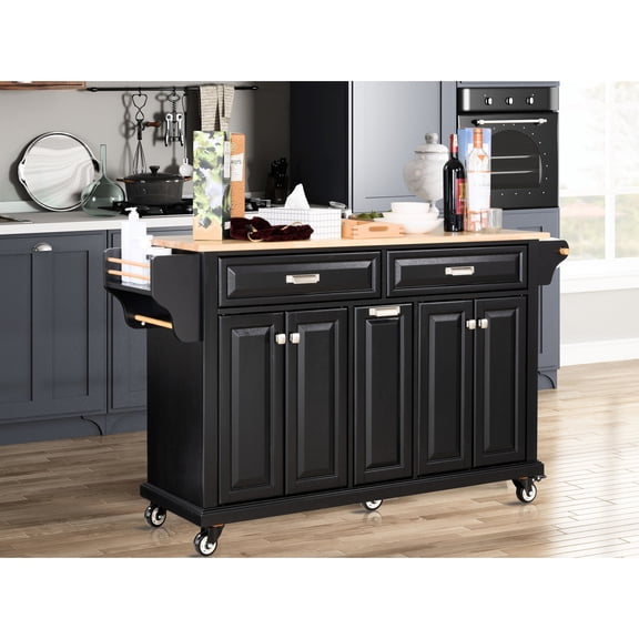 Large - Sized Kitchen Island - Adjustable Shelving - Dining Room - Customizable Storage