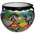 thumbnail image 1 of Large-Sized Paracho Mexican Colors Talavera Ceramic Garden Pot, 1 of 2