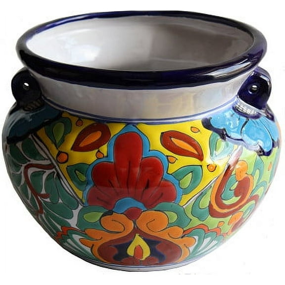 Large-Sized Rainbow Mexican Colors Ceramic Mexican Garden Pot