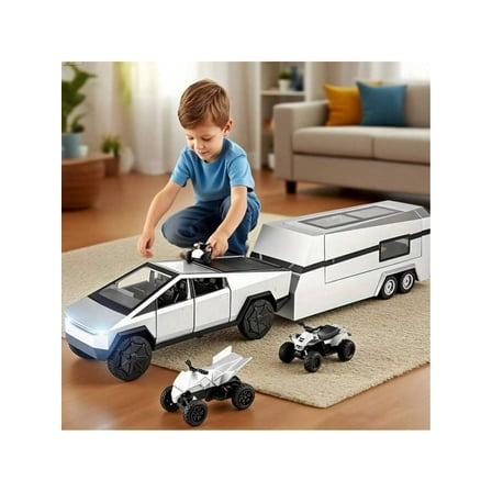 Large-Sized Tesla Pickup Truck Model RV Toy Car Alloy Detachable Boy Toy Simulation Small Car Model