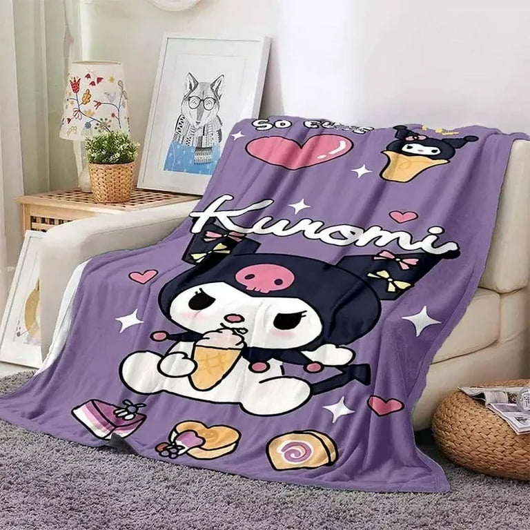 Large Sizes Soft Kawaii Sanrio Kuromi Custom Blanket Fluffy Children and Adults Sofa Plush Bedspread Throw Blanket for Sofa Bed Walmart