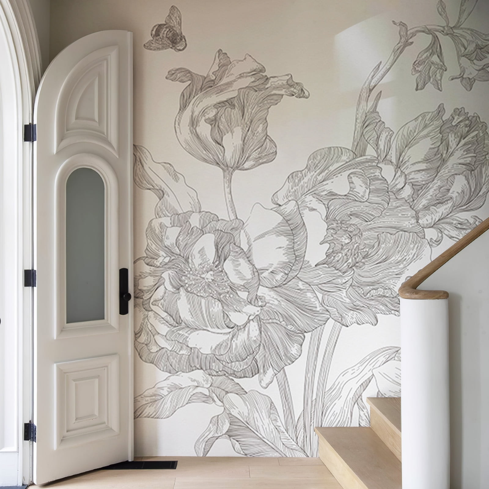 Butterfly Mural Wallpaper | Dark Floral Garden Design main image 0