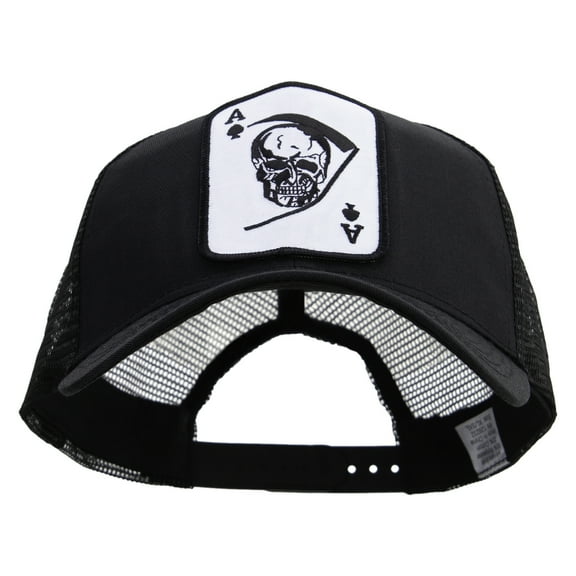 Large Skull Patched Big Size Solid Cotton Twill High Profile Mesh Pro Style Cap - Black XL-3XL
