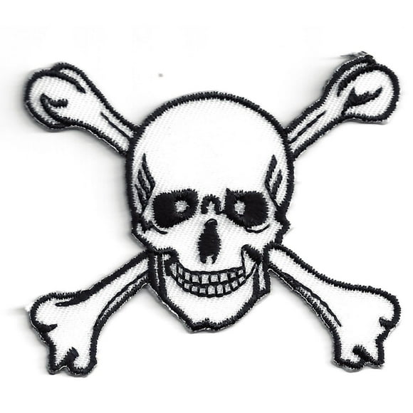 Large - Skull and Crossbones - Iron on Applique/Embroidered Patch