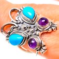 thumbnail image 1 of Large Sleeping Beauty Turquoise, Amethyst Ring Size 8.25 (925 Sterling Silver)  - Handmade Boho Vintage Jewelry RING132760, 1 of 3