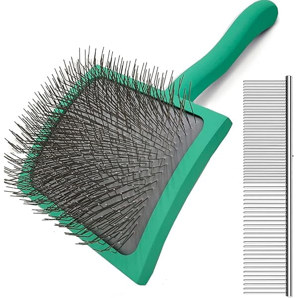 Large Slicker Dog Grooming Brush Kit - Ergonomic Wooden Handle, Long ... - Standard Poodle Long Hair Clippers With Ergonomic Handle