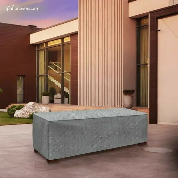 Large Slim Outdoor Ottoman or Coffee Table Cover - Outdoor Square Table Covers - Patio Ottoman Washable - Heavy Duty Furniture 50" Grey
