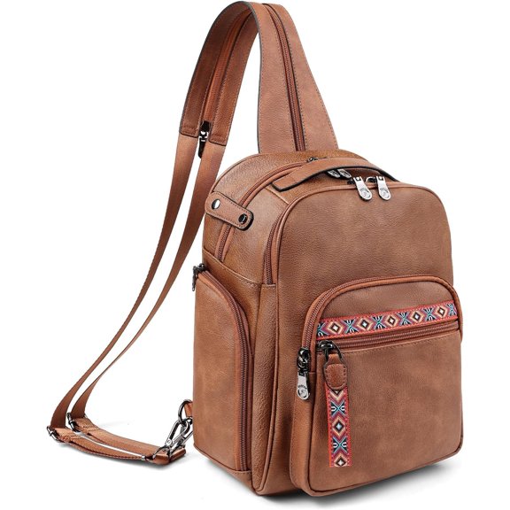 Large Sling Bag for Women, Designer Leather Crossbody Purse Convertible Sling Backpack, Anti Daypack for Travel