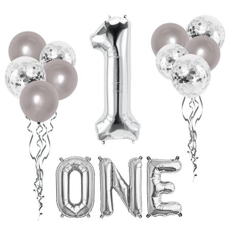 Large, Sliver One Balloon for First Birthday - Number 1 Balloon, 40 Inch | 1st Birthday Girl Decoration | Sliver 1 Balloon for First Birthday | 1st Birthday Balloons, 1st Birthday Decorations