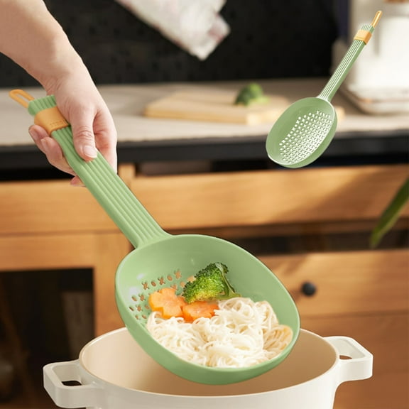 Large Slotted Leaky Spoon | Plastic Food Skimmer & Tea Strainer | Bar Stirring Spoon with Pourer | Multipurpose Kitchen Utensil for Noodles, Dumplings & Cooking