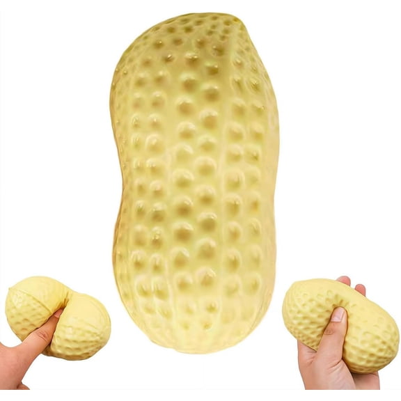 Large Slow Rising Peanut Squishy Toy, Soft TPR Stress Relief Hand Toy, Realistic Shape Fidget for Adults & Kids, Christmas Gift