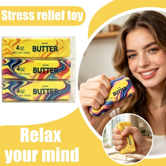 Large Slow Rising Squishing Butter Stick, Jumbo Squiishy Stick of Butter - Realistic Slow Rising Food Fidget for Stress Relief & Anxiety Relaxation, 1PC(random color), 4oz, 5.3in